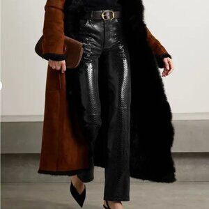 Dodo Bar Or genuine leather snake-effect pants